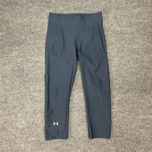 Under Armour HeatGear Compression Legging Women S Small Shark Blue Pull On Capri - Picture 2 of 13